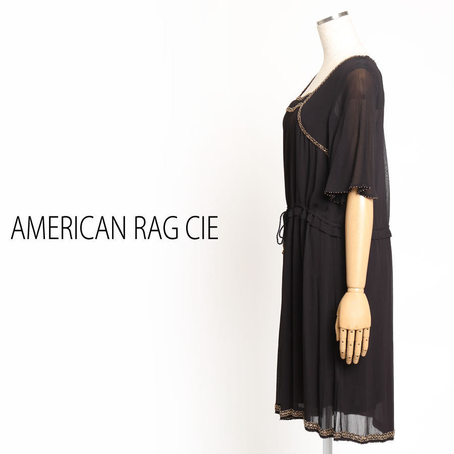 レーヨンジョーゼット スパングルワンピース(Fサイズ/ブラック/AMERICAN RAG CIE(アメリカンラグシー))USED