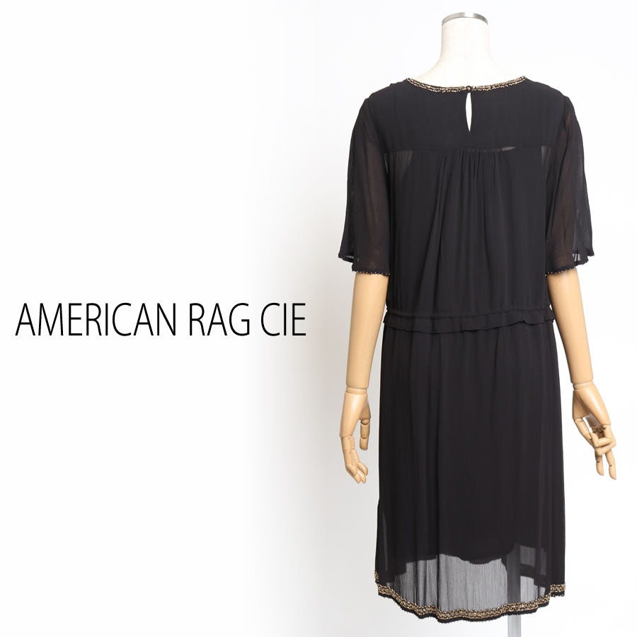 レーヨンジョーゼット スパングルワンピース(Fサイズ/ブラック/AMERICAN RAG CIE(アメリカンラグシー))USED