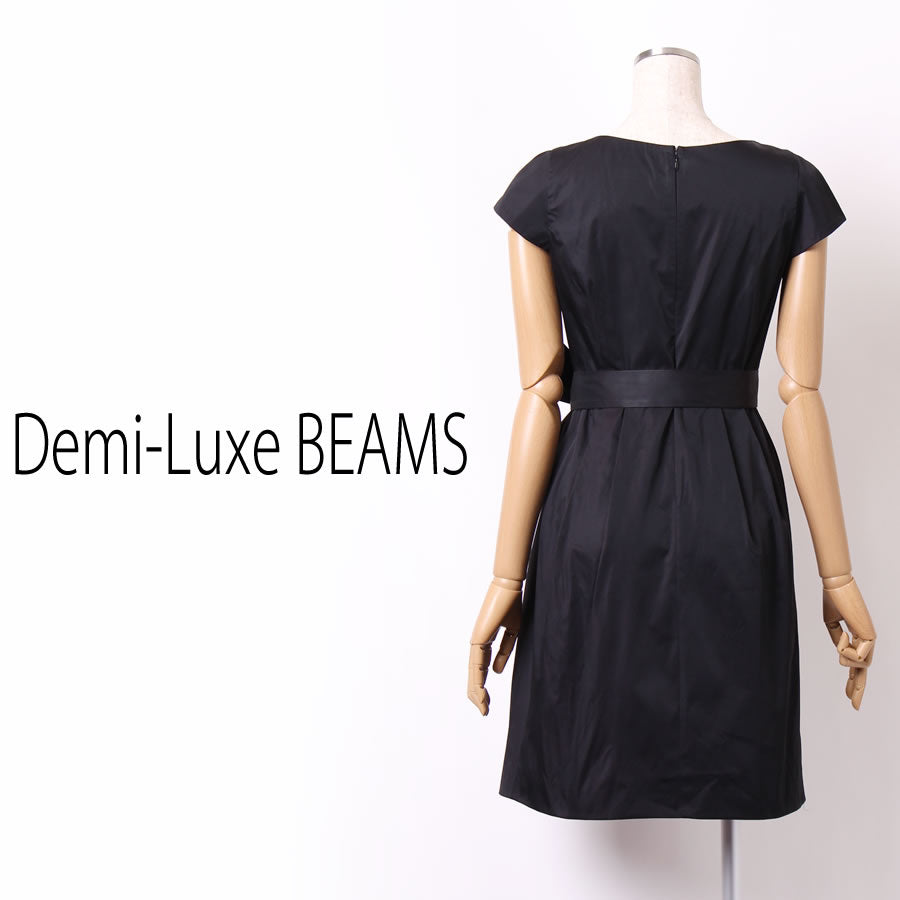 リボン付 タフタワンピース(Sサイズ/ブラック/Demi-Luxe BEAMS(デミルクス ビームス))USED
