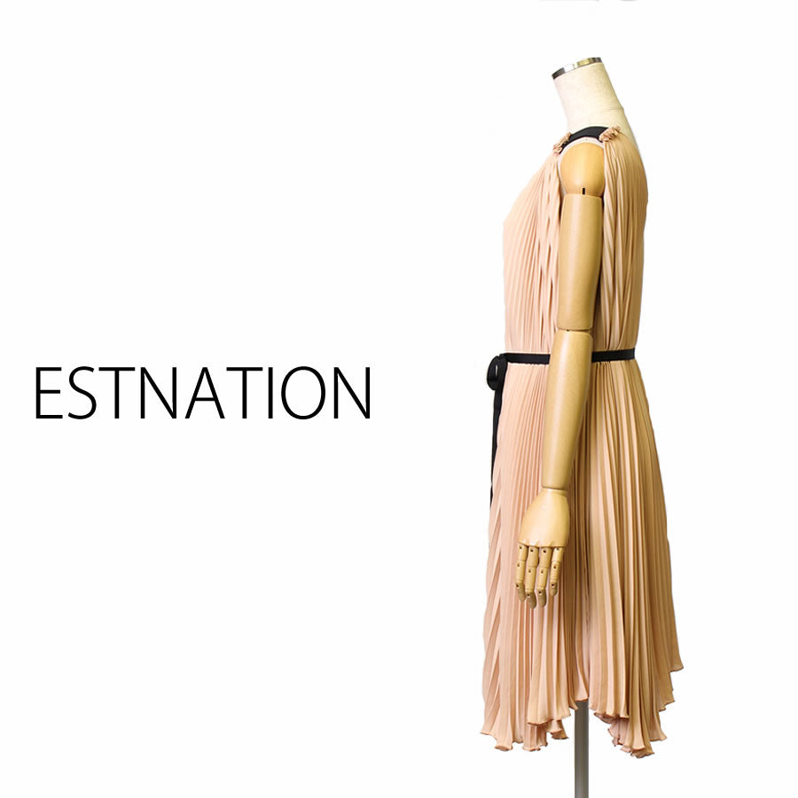 プリーツ ワンピース(Mサイズ/ベージュ/ESTNATION(エストネーション))USED