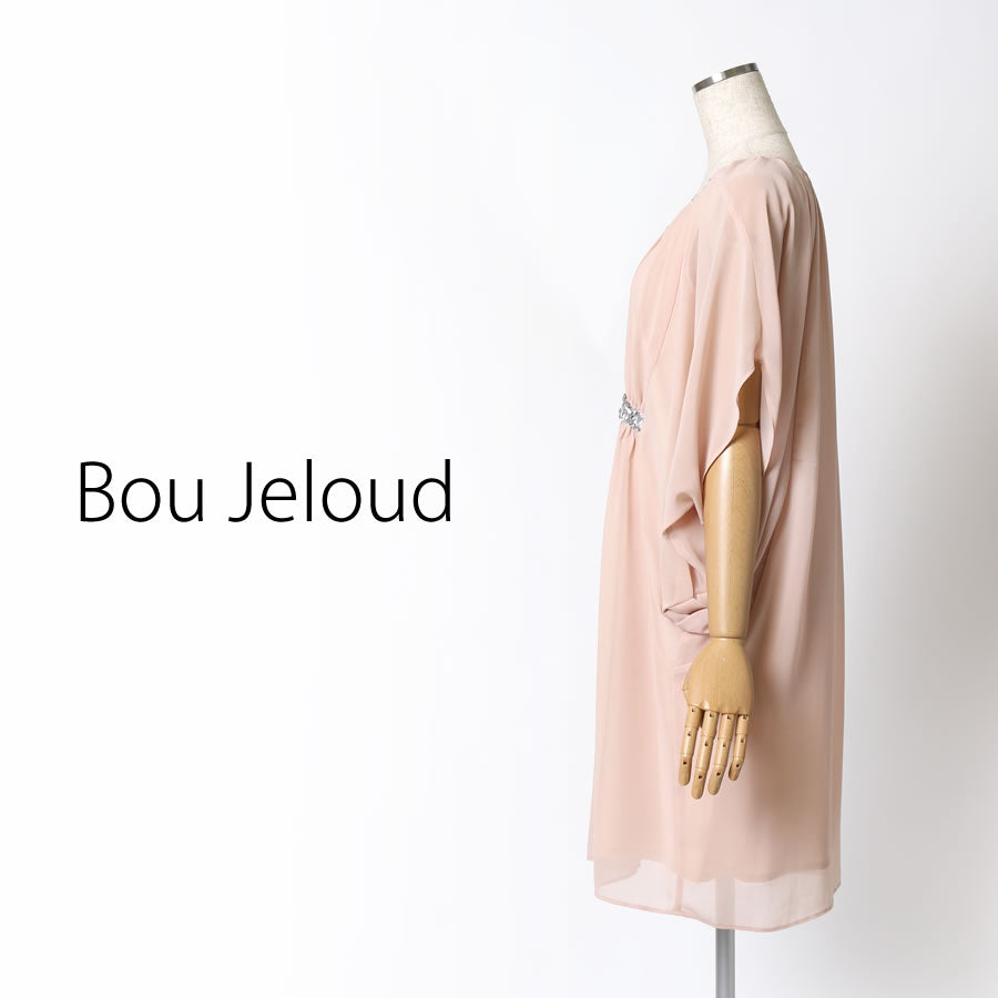 ビジュー付?シフォン ワンピース(Mサイズ/ベージュ/Bou Jeloud(ブージュルード))USED