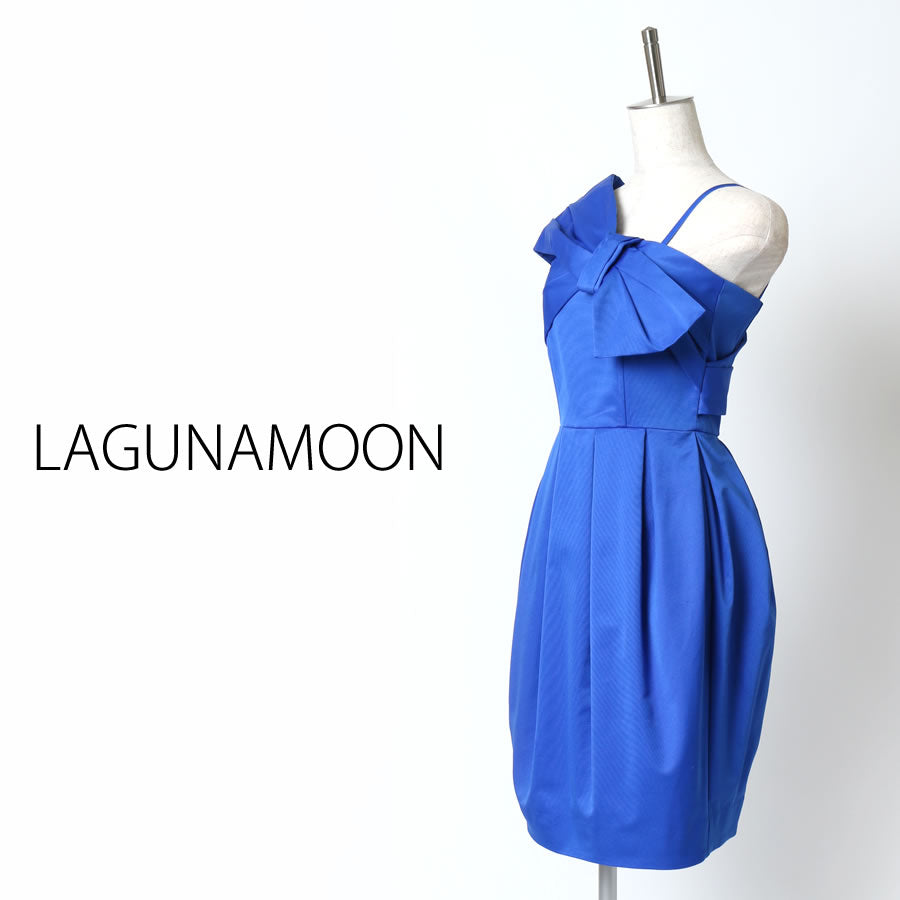 ワンショルダー コクーンワンピース(XSサイズ/ブルー・水色/LAGUNAMOON(ラグナムーン))USED