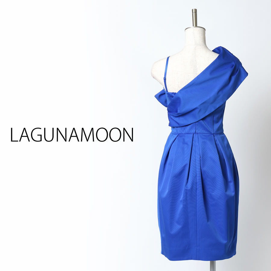 ワンショルダー コクーンワンピース(XSサイズ/ブルー・水色/LAGUNAMOON(ラグナムーン))USED