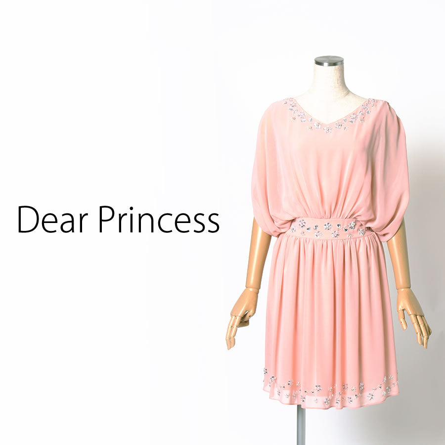 シフォン ビジュー ワンピース(Mサイズ/ピンク/Dear Princess(ディアプリンセス))USED