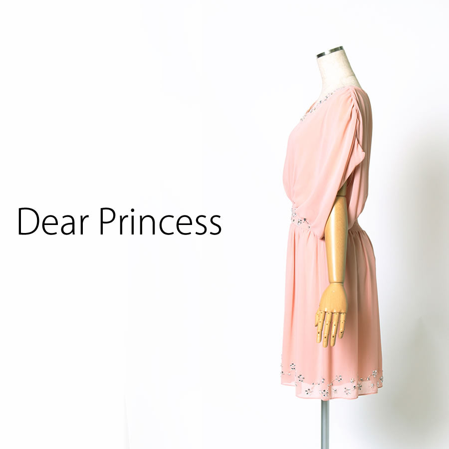 シフォン ビジュー ワンピース(Mサイズ/ピンク/Dear Princess(ディアプリンセス))USED