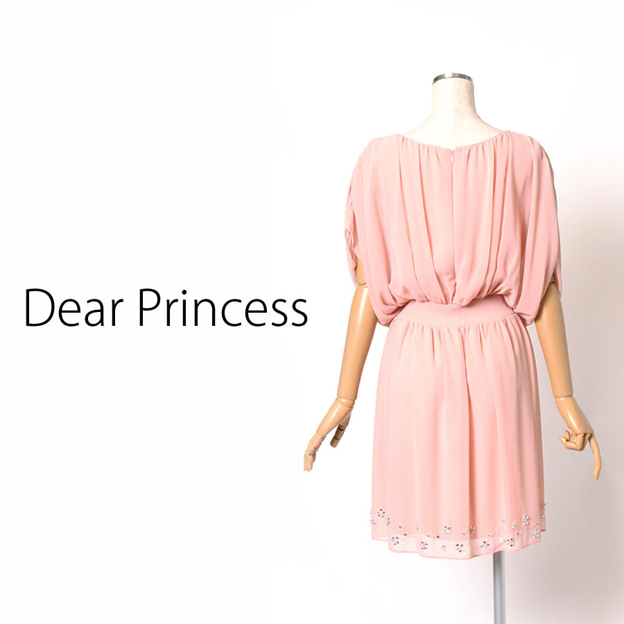 シフォン ビジュー ワンピース(Mサイズ/ピンク/Dear Princess(ディアプリンセス))USED