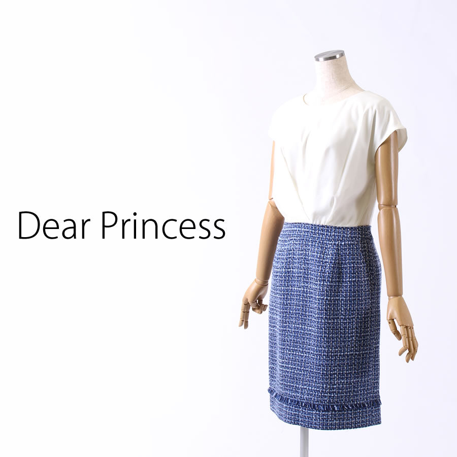 ファンシー ツイード ワンピース(Mサイズ/ネイビー/Dear Princess(ディアプリンセス))USED