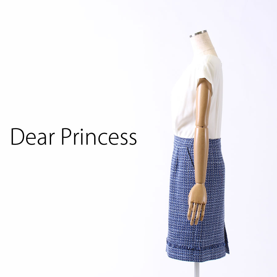 ファンシー ツイード ワンピース(Mサイズ/ネイビー/Dear Princess(ディアプリンセス))USED