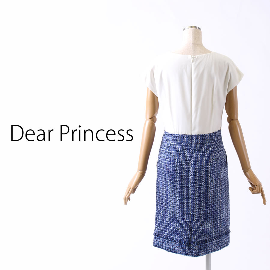 ファンシー ツイード ワンピース(Mサイズ/ネイビー/Dear Princess(ディアプリンセス))USED