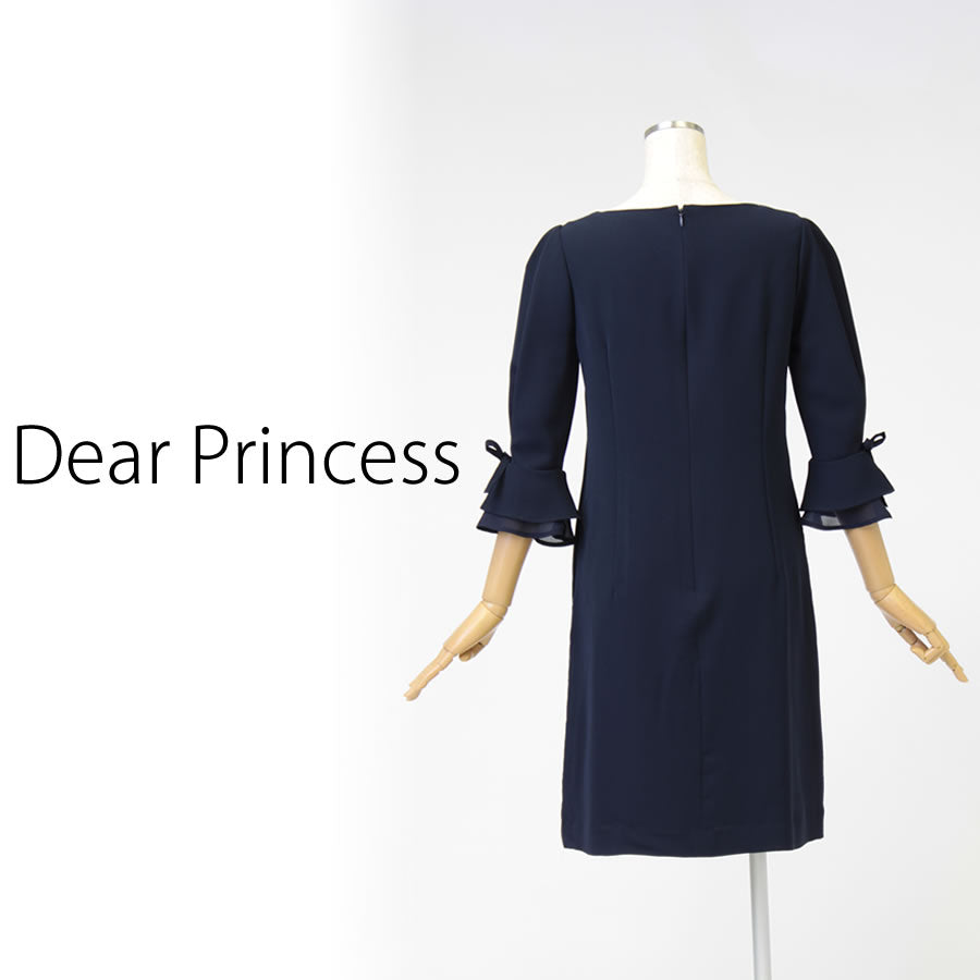 袖リボン アンブレラスリーブ ワンピース(Mサイズ/ネイビー/Dear Princess(ディアプリンセス))USED