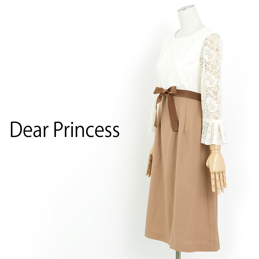 2/48サージレース切り替えワンピース(Sサイズ/ベージュ/Dear Princess(ディアプリンセス))USED