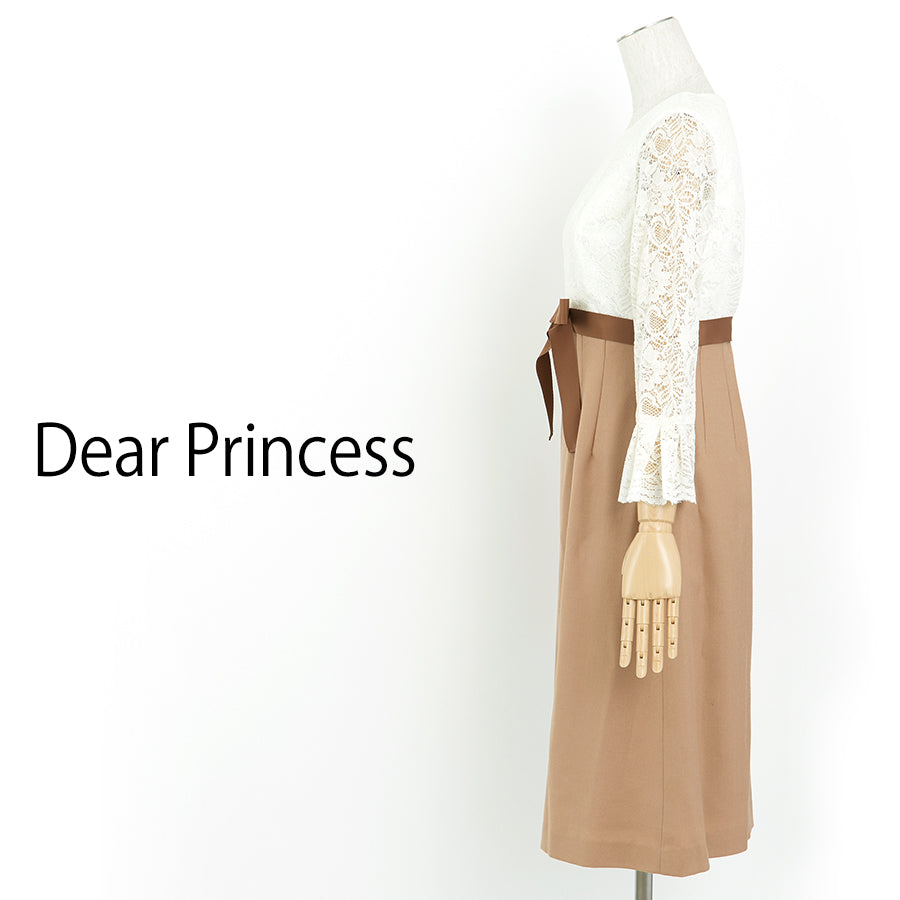 2/48サージレース切り替えワンピース(Sサイズ/ベージュ/Dear Princess(ディアプリンセス))USED