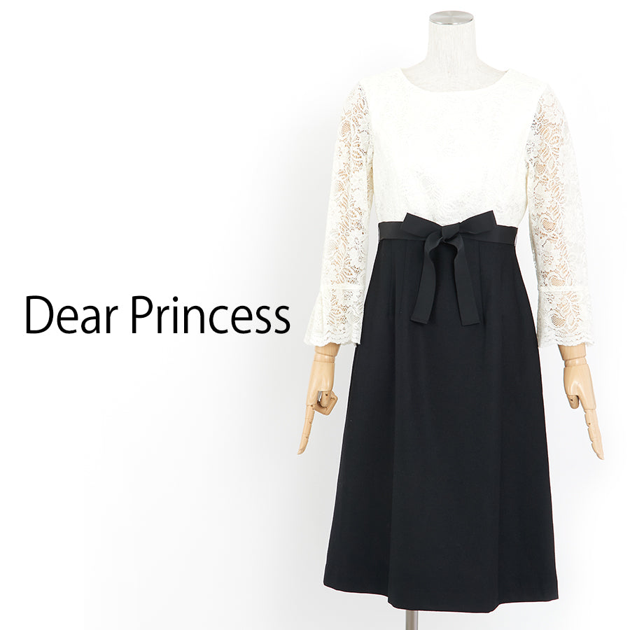 2/48サージレース切り替えワンピース(Mサイズ/ブラック/Dear Princess(ディアプリンセス))USED