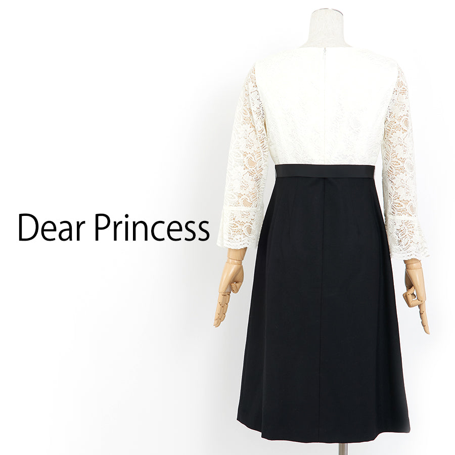 2/48サージレース切り替えワンピース(Mサイズ/ブラック/Dear Princess(ディアプリンセス))USED
