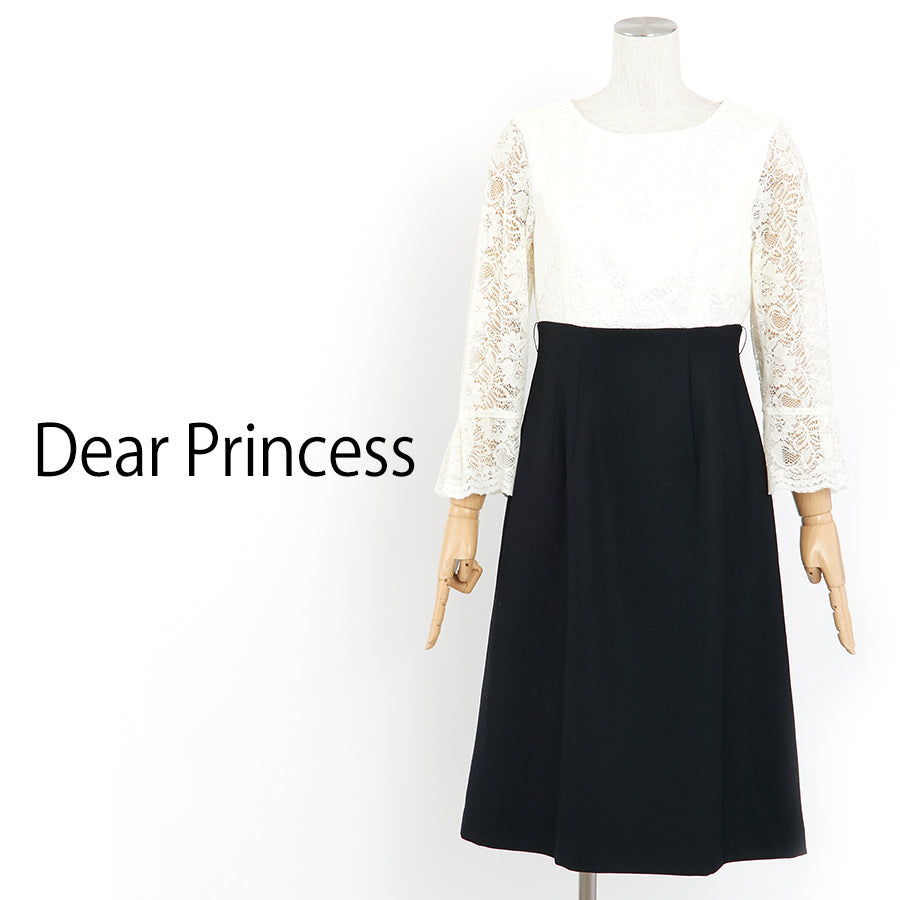 2/48サージレース切り替えワンピース(Mサイズ/ブラック/Dear Princess(ディアプリンセス))USED