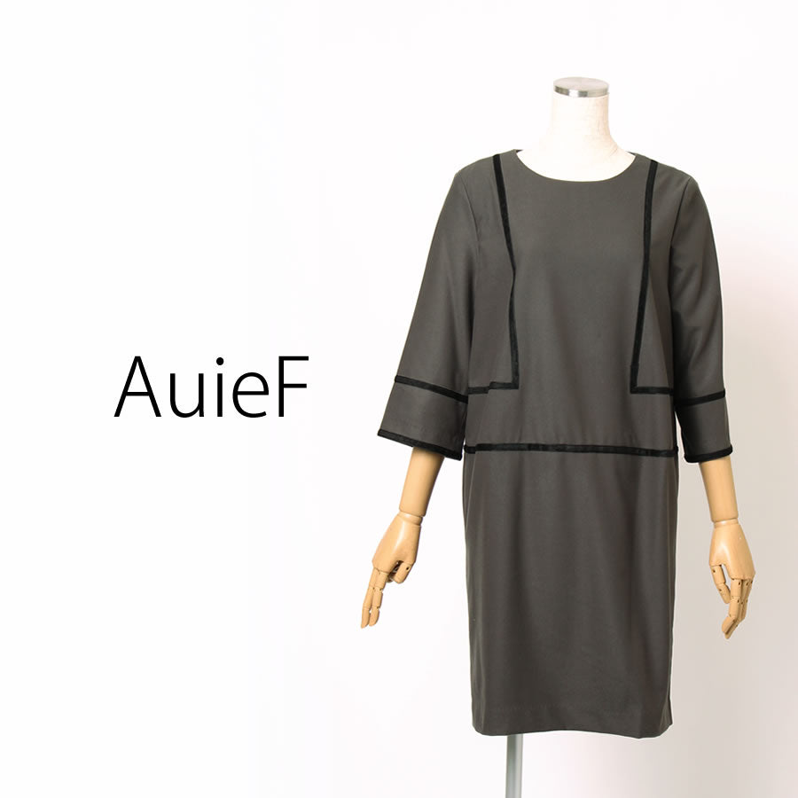 テープワーク サックワンピース(Mサイズ/カーキ/AuieF(アウィーエフ))USED