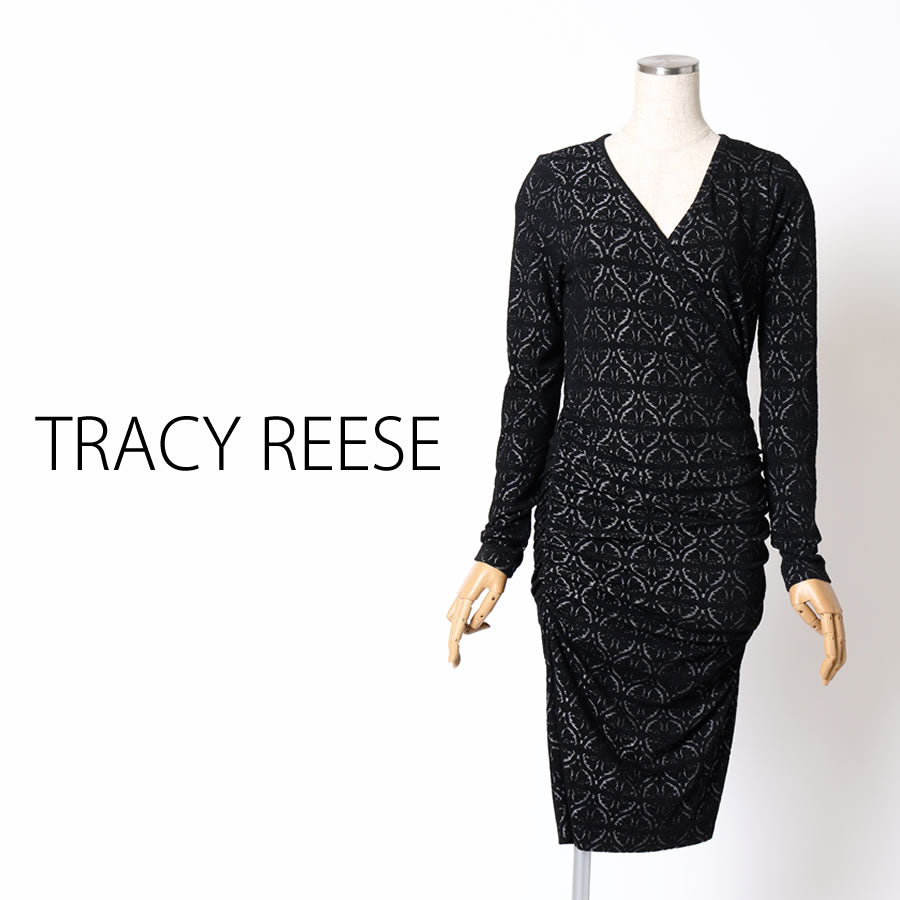 サイドシャーリング カシュクール ストレッチワンピース(Sサイズ/ブラック/TRACY REESE(トレイシーリース))USED