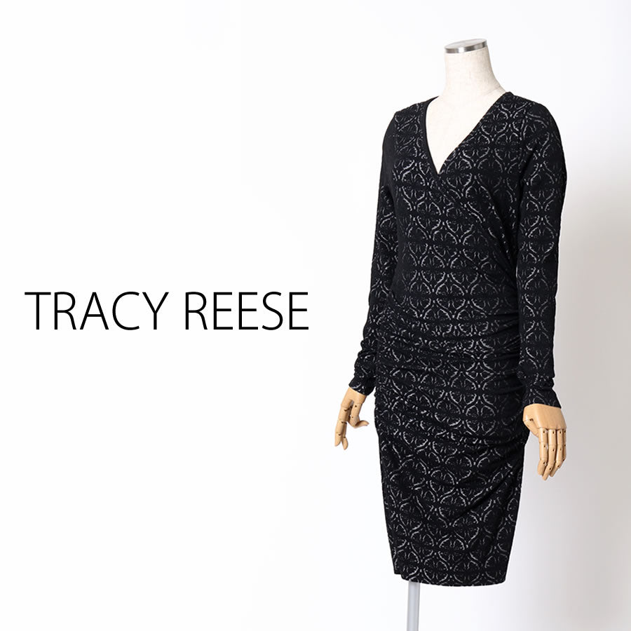 サイドシャーリング カシュクール ストレッチワンピース(Sサイズ/ブラック/TRACY REESE(トレイシーリース))USED