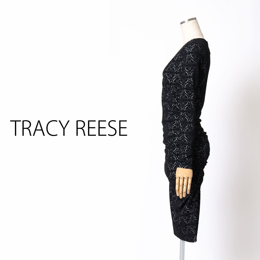 サイドシャーリング カシュクール ストレッチワンピース(Sサイズ/ブラック/TRACY REESE(トレイシーリース))USED