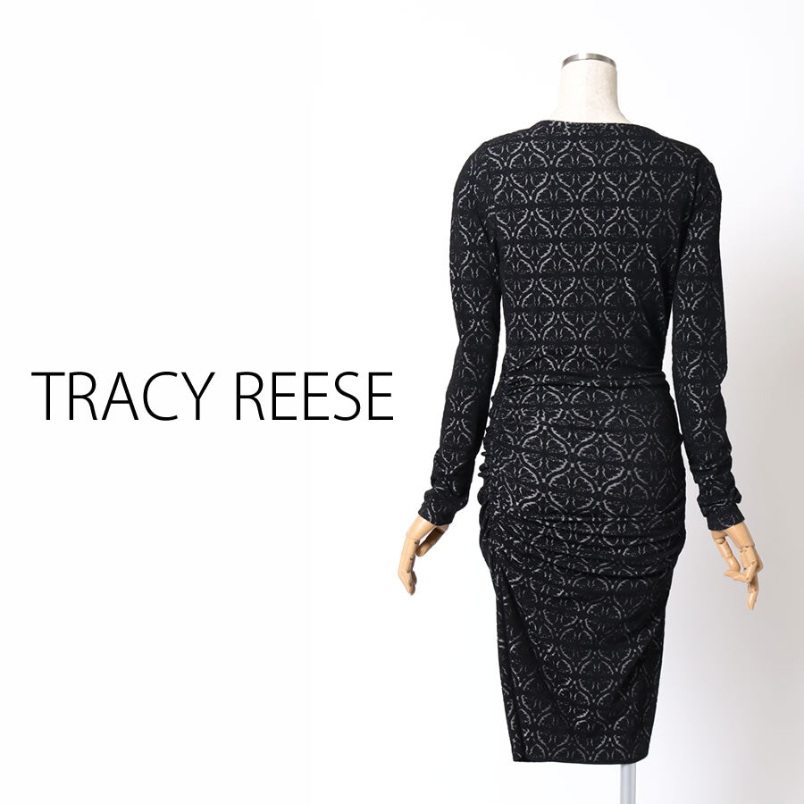 サイドシャーリング カシュクール ストレッチワンピース(Sサイズ/ブラック/TRACY REESE(トレイシーリース))USED