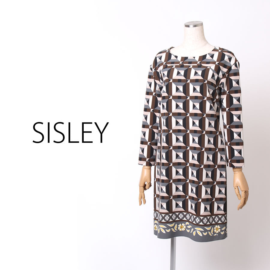 ネオプレン ファンタジア 長袖ワンピース(Mサイズ/グレー/SISLEY(シスレー))USED