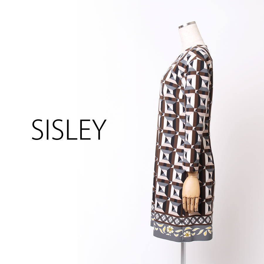 ネオプレン ファンタジア 長袖ワンピース(Mサイズ/グレー/SISLEY(シスレー))USED