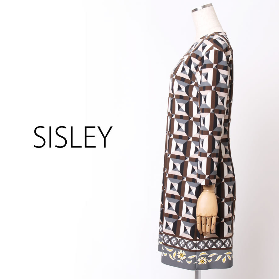ネオプレン ファンタジア 長袖ワンピース(Mサイズ/グレー/SISLEY(シスレー))USED