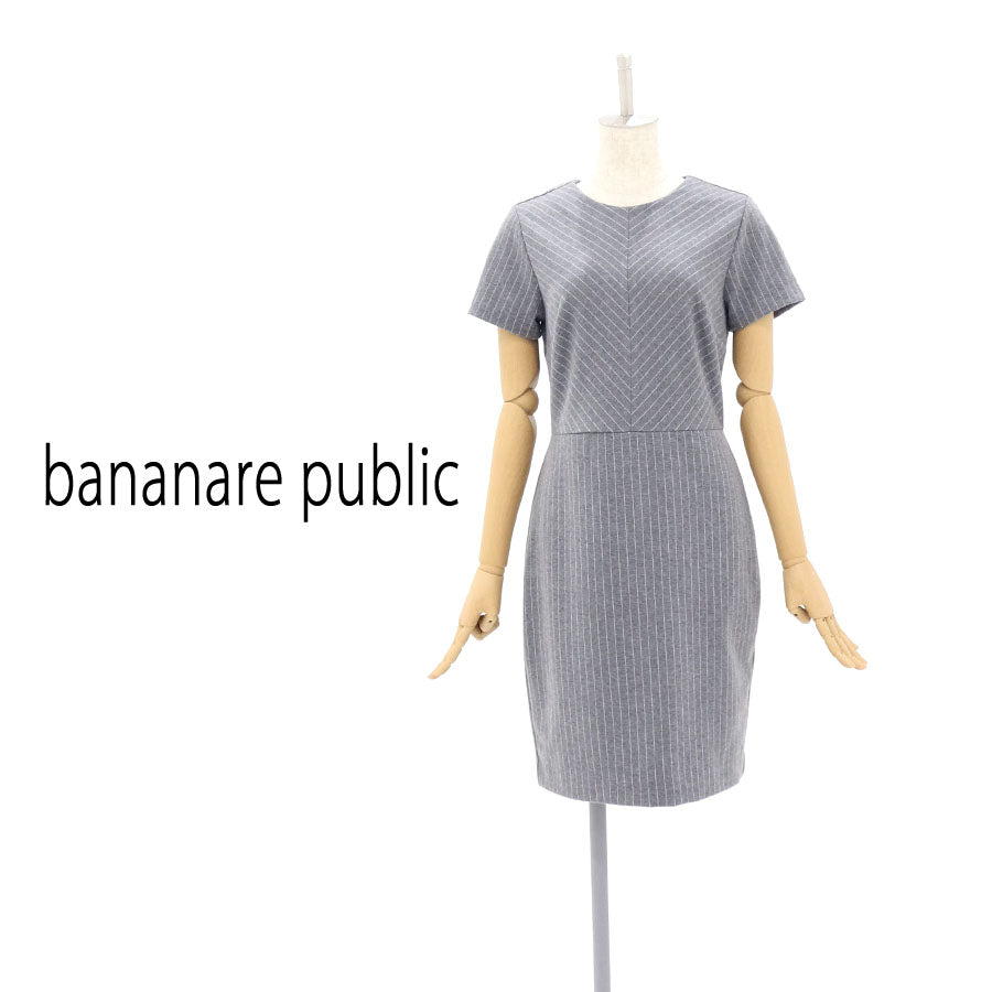 ピンストライプ ウエスト切替 ワンピース(Mサイズ/グレー/banana republic(バナナリパブリック))USED