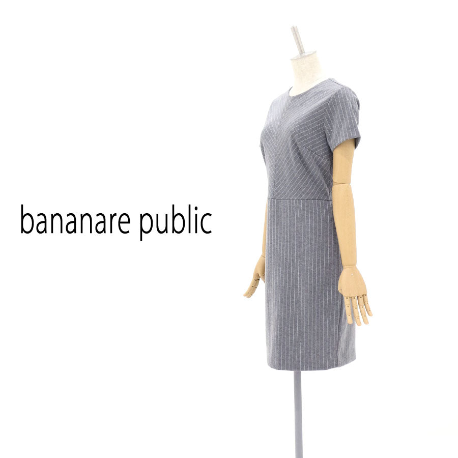 ピンストライプ ウエスト切替 ワンピース(Mサイズ/グレー/banana republic(バナナリパブリック))USED