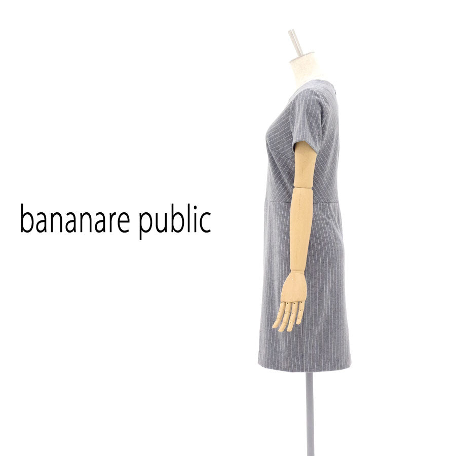 ピンストライプ ウエスト切替 ワンピース(Mサイズ/グレー/banana republic(バナナリパブリック))USED