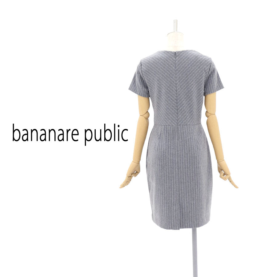 ピンストライプ ウエスト切替 ワンピース(Mサイズ/グレー/banana republic(バナナリパブリック))USED