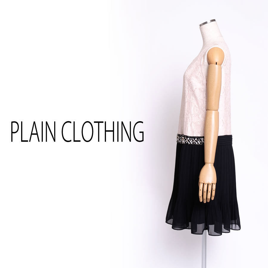 ビジュー付き レースワンピース(Mサイズ/ピンク/PLAIN CLOTHING(プレーンクロージング))USED