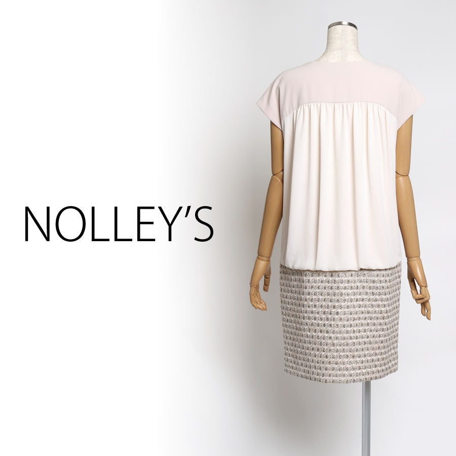 ラメツイード × アムンゼンワンピース(Mサイズ/ベージュ/NOLLEY’S(ノーリーズ))USED