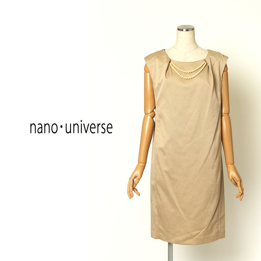 FO ネックレスSet フロントタック ワンピース(Mサイズ/ベージュ/nano・universe( ウィメンズ ナノユニバース))USED