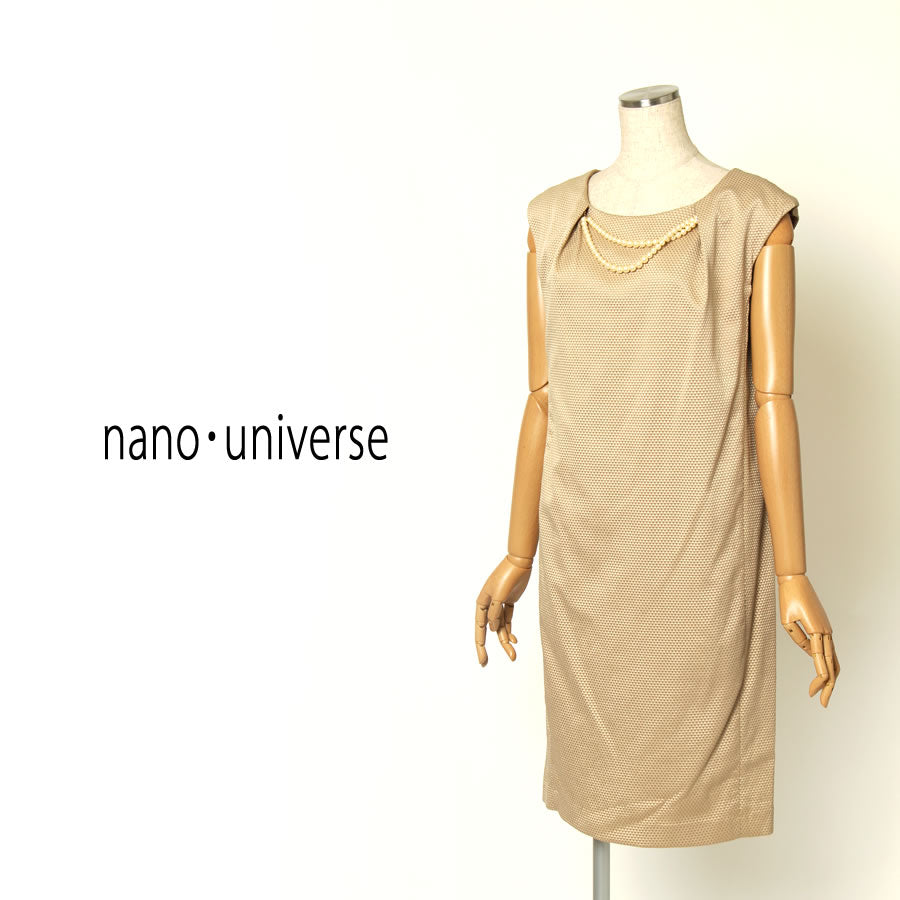 FO ネックレスSet フロントタック ワンピース(Mサイズ/ベージュ/nano・universe( ウィメンズ ナノユニバース))USED