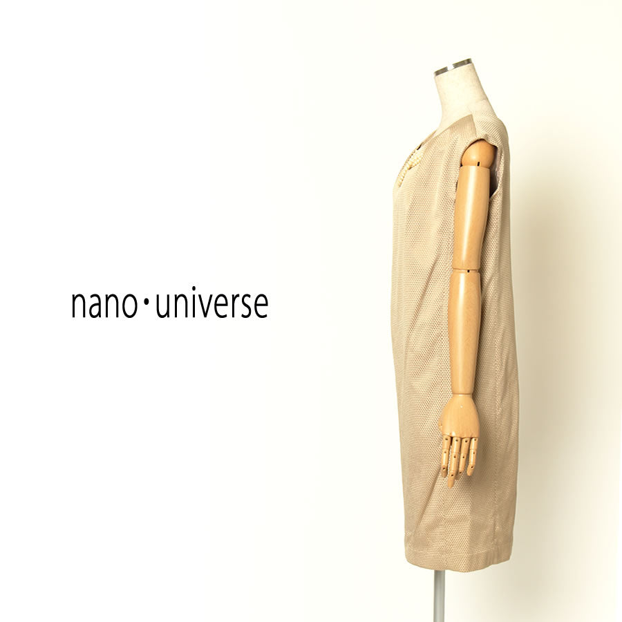 FO ネックレスSet フロントタック ワンピース(Mサイズ/ベージュ/nano・universe( ウィメンズ ナノユニバース))USED