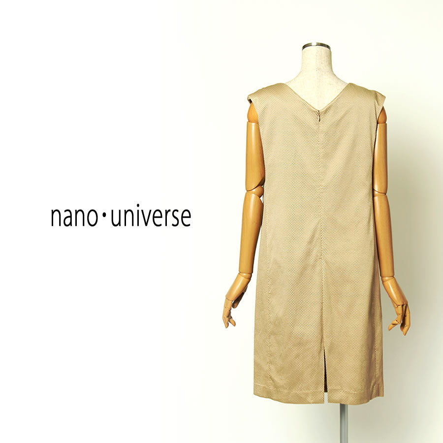 FO ネックレスSet フロントタック ワンピース(Mサイズ/ベージュ/nano・universe( ウィメンズ ナノユニバース))USED