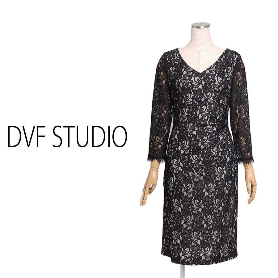 LIZ リズ ワンピース(Lサイズ/ブラック/DVF STUDIO(ダイアン・フォン・ファステンバーグ・スタジオ))USED