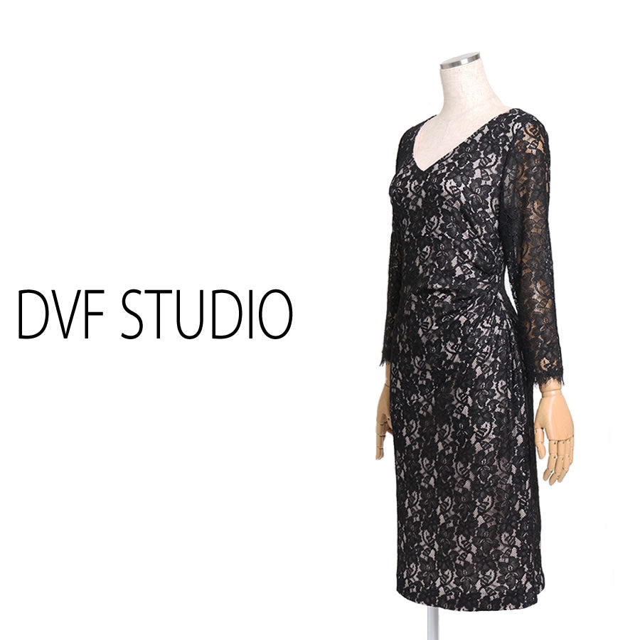 LIZ リズ ワンピース(Lサイズ/ブラック/DVF STUDIO(ダイアン・フォン・ファステンバーグ・スタジオ))USED