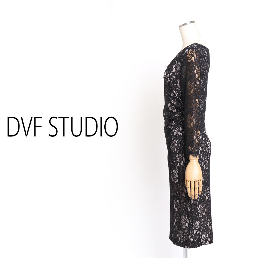 LIZ リズ ワンピース(Lサイズ/ブラック/DVF STUDIO(ダイアン・フォン・ファステンバーグ・スタジオ))USED