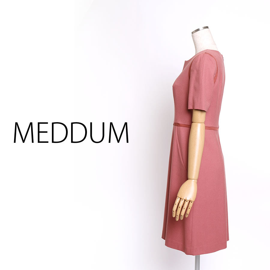 ウール切り替え スリットネックワンピース(Mサイズ/ピンク/MEDDUM(メデューム))USED