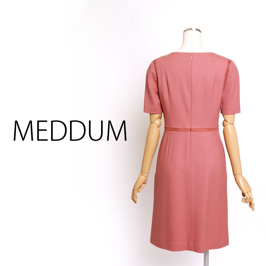 ウール切り替え スリットネックワンピース(Mサイズ/ピンク/MEDDUM(メデューム))USED