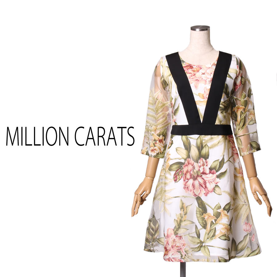 オーガンジーフラワーワンピース(Sサイズ/グリーン/MILLION CARATS(ミリオンカラッツ))USED
