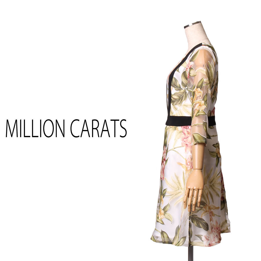 オーガンジーフラワーワンピース(Sサイズ/グリーン/MILLION CARATS(ミリオンカラッツ))USED