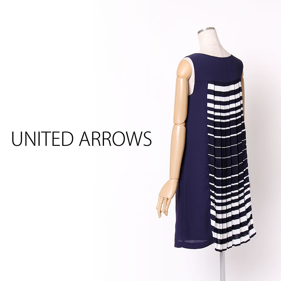 SFL プリーツ ワンピース(Fサイズ/ネイビー/UNITED ARROWS(ユナイテッドアローズ))USED