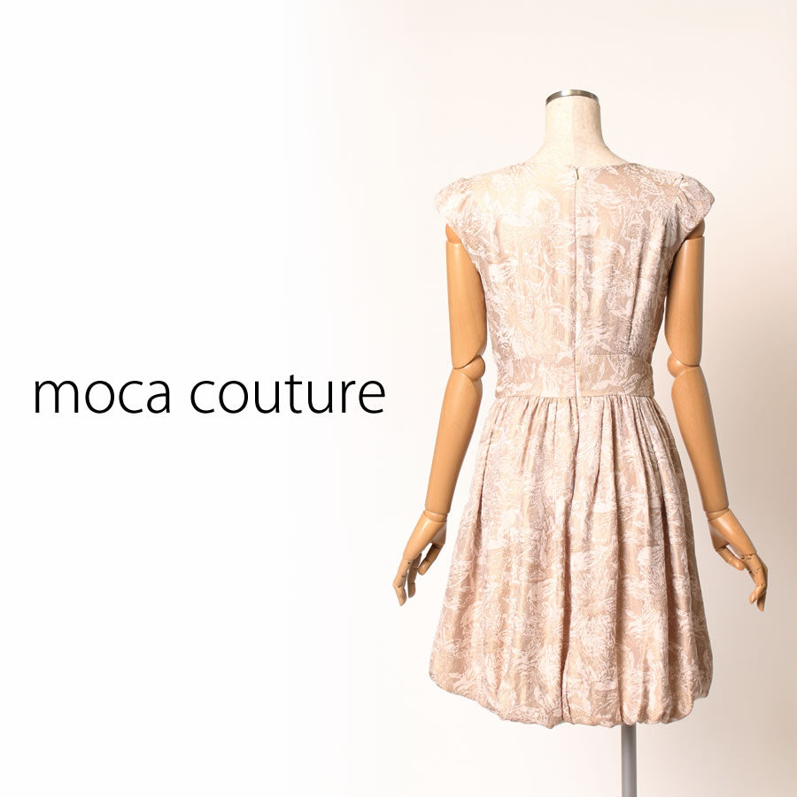 裾バルーン シャンパンジャガードワンピース(Mサイズ/ベージュ/moca couture(モカクチュール))USED