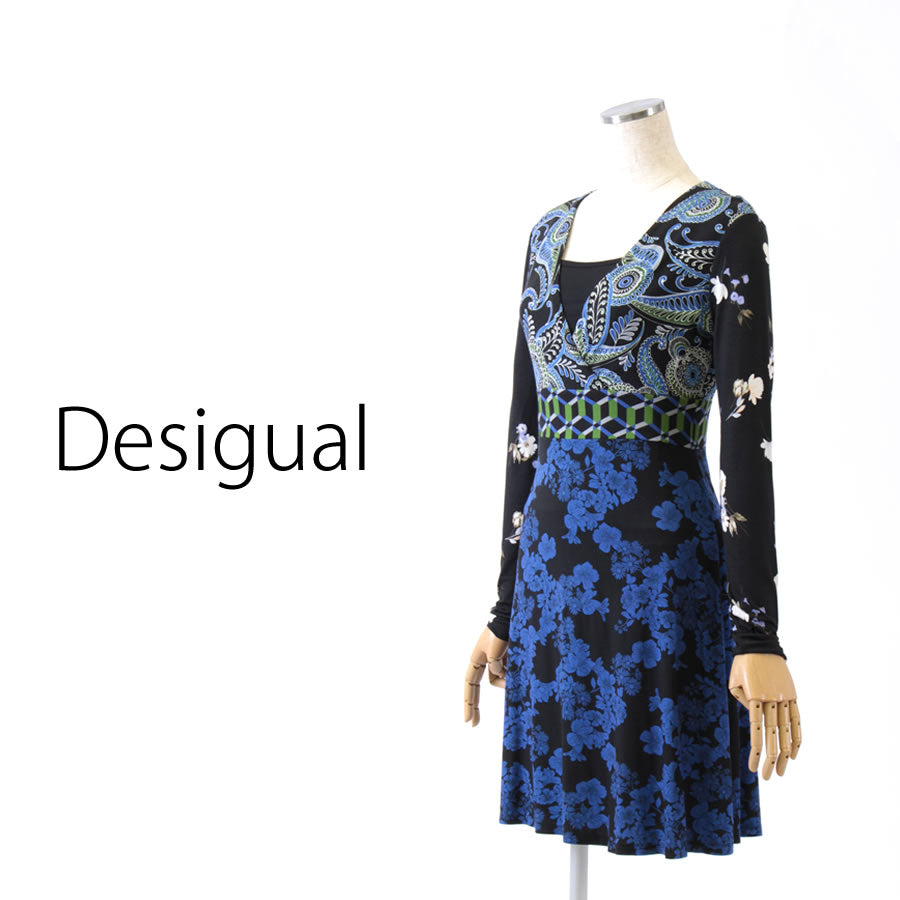 ペイズリーフラワー 幾何学模様 ワンピース(Sサイズ/その他/Desigual(デシグアル))USED