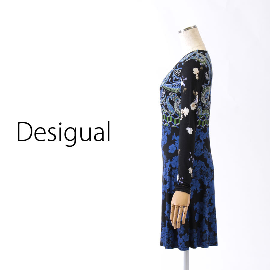 ペイズリーフラワー 幾何学模様 ワンピース(Sサイズ/その他/Desigual(デシグアル))USED