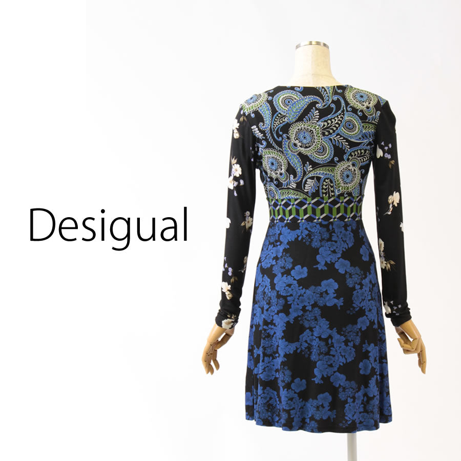 ペイズリーフラワー 幾何学模様 ワンピース(Sサイズ/その他/Desigual(デシグアル))USED