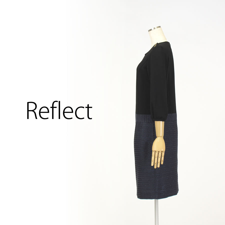 ファンシーツィード 切替えワンピース(Mサイズ/ブラック/Reflect(リフレクト))USED